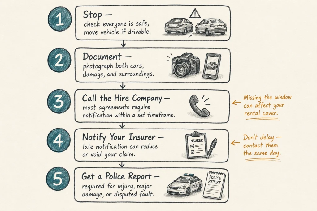 Steps to Take After an Accident in a Hire Car