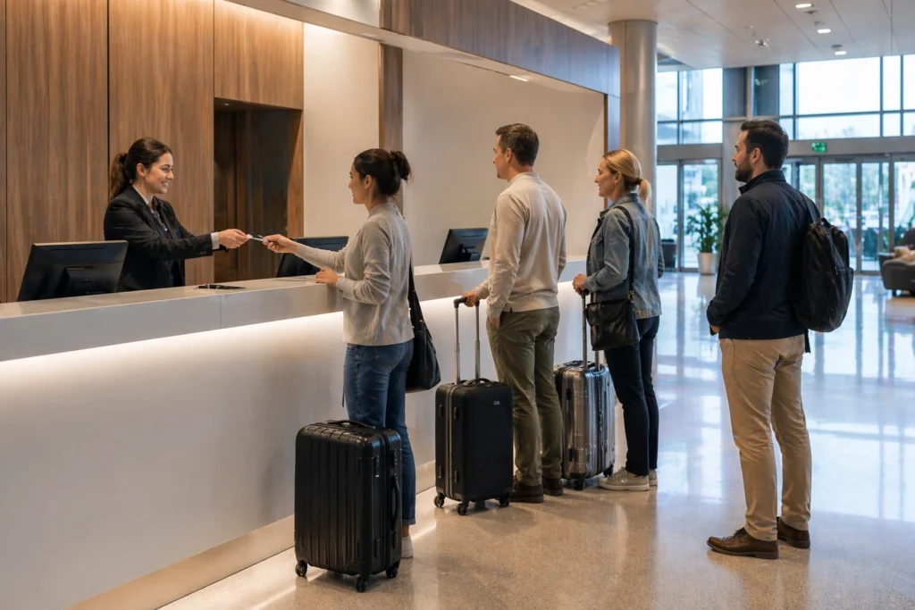 A short queue at the counter
