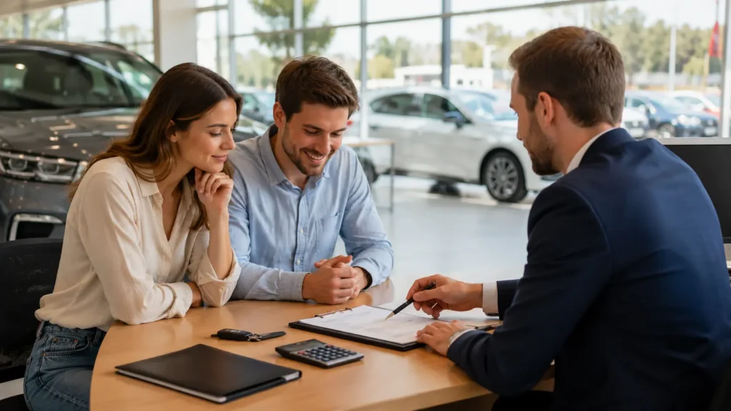 Car dealership consultation in progress